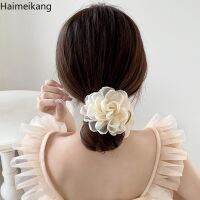 ปิ่นปักผมลายดอกเมทบอลคาเมลเลียขนาด9ซม. สำหรับเครื่องประดับผมสตรี