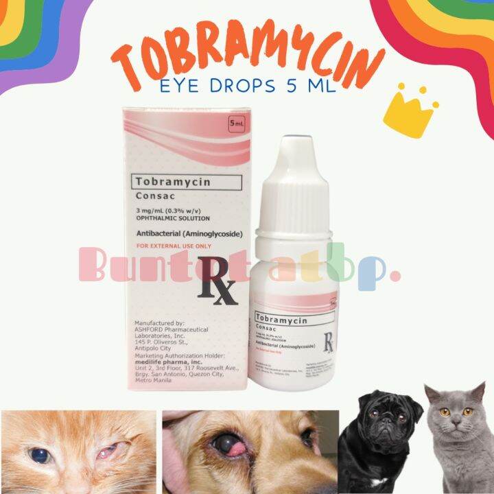Authentic Consac Tobramycin Eye Drops For Pets Cats Dogs Chicken Eye