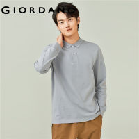 Giordano ผู้ชาย เสื้อโปโลแขนยาวสีทึบเรียบง่าย Free Shipping 13011804