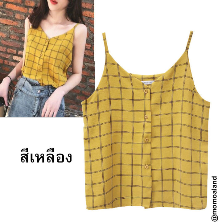 พร้อมส่ง-เสื้อสายเดี่ยว-สายเดี่ยว-กระดุมหน้า-เสื้อชีฟอง-เสื้อแขนกุด-เสื้อแฟชั่น-สวยมาก-ถูกที่สุด