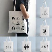 Girl Print Canvas Shopping Tote Bag Gift for Student Friend Reusable Shopper Bag Women Fashion Travel Eco Bags Female Cloth Bag