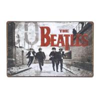 ป้ายสังกะสีวินเทจ The Beatles เดอะบีเทิลส์ ตกแต่งบ้าน (ปั๊มนูน)