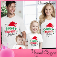 สง่างามเรียบหรู❤Queen Santa S Favorite Squad Family Set T เสื้อคริสต์มาสเสื้อผ้าคู่ Tshirt Xmas เด็ก T เสื้อ新年短款2023เด็ก Romper ของขวัญ