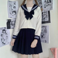 Black White JK Uniform Summer Shortlong Sleeve Japanese School Uniforms Girls Sailor Sets Pleated Skirt JK Uniform COS Costume