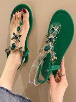 2023 New arrived Summer Flats Sandals Women Crystal Clip Toe Slippers Trend Luxury Brand Ladies Shoes Beach Causal Slides