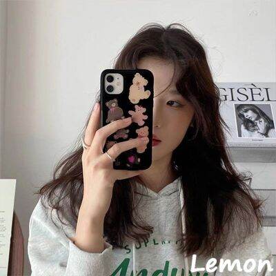 ㍿™♟ [Lemon] เคสโทรศัพท์มือถือ ลายหมีน่ารัก แวววาว สไตล์เกาหลี สําหรับ iPhone 7 8 7plus 8plus 11 12 X XS XR XSMAX 11pro 12promax 11promax 12promax 13 13pro 13promax