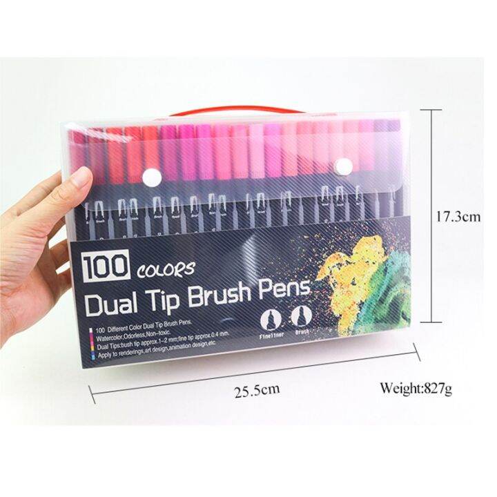 100-colors-dual-tip-brush-art-markers-pens-fine-tip-and-brush-watercolor-pens-for-drawing-painting-calligraphy-art-supplies