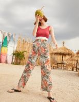 Coconut Tropical - Palm Pants  - กางเกงขายาวเอวสูง คอตตอนลินิน