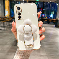 เคสสำหรับ Vivo V15 Pro กล่องโลหะชุบหรูหราโทรศัพท์แฟชั่นยืดได้ลายดอกไม้หมุนได้สวยงามเคสซิลิโคนนิ่มกันกระแทกฝาครอบหลังคู่