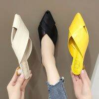 ☌☢▧ Womens Shoes Hele Head Half-Slip Shoes Female 2022 Summer New Personality Low-Heeled Slippers