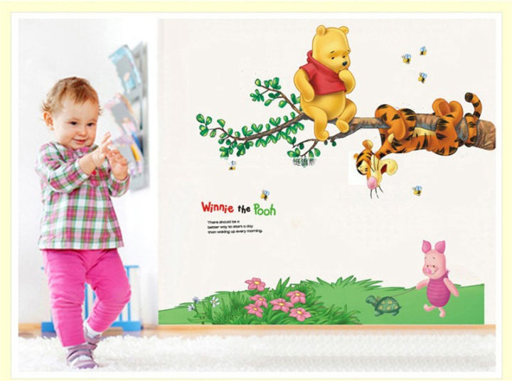 Cartoon Winnie Bear Tiger Tree Bee Wall Stickers For Kids Room Home Bedroom Decoration Decals Nursery Children Room Decor