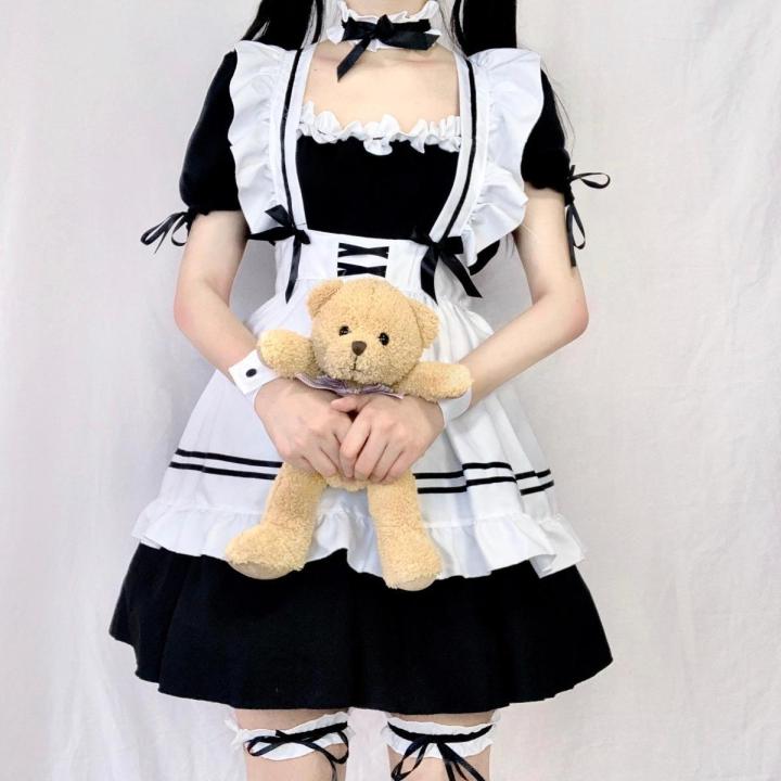 2023-แม่บ้านสาวโทนสีอ่อนใหม่-lolita-ชุดเดรสสีดำ-สาวโทนสีอ่อน-cosplay-ชุดแม่บ้าน