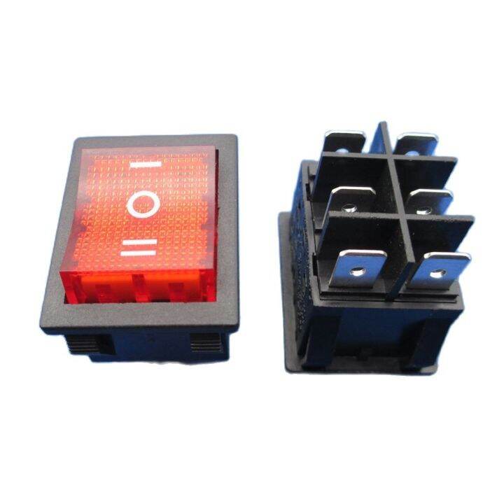 1pcs 6 pin 3 files rocker switch 30A 250VAC ONOFFON button with light