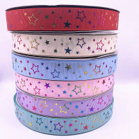 ขายร้อน 3 หลา 25 มม.Grosgrain Ribbon Gilding Stars สำหรับคริสต์มาสงานแต่งงานตกแต่ง DIY เย็บงานฝีมือ Handmand-EDCNM SHOP