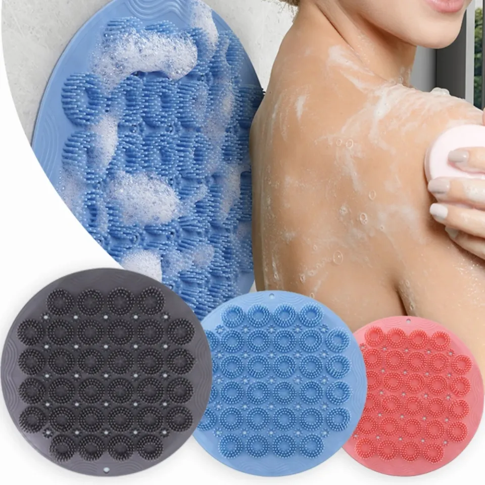 Cheap Exfoliating Shower Massage Scraper Bathroom Non-slip Bath Mat Back  Massage Brush Silicone Foot Wash Body Cleaning Bathing Tool