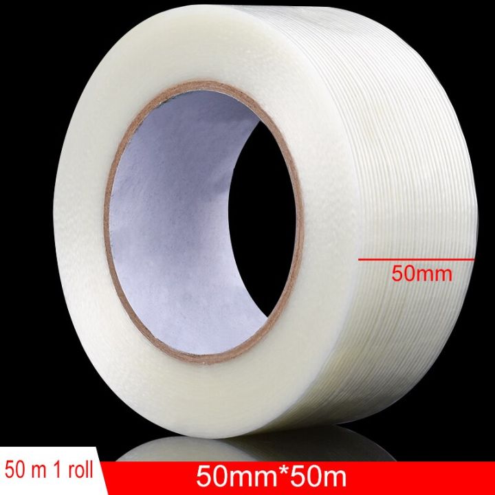 strong-glass-fiber-tape-stripe-single-side-transparent-adhesive-glass-fiber-tape-industrial-binding-oackaging-fixed-seal50m-roll-adhesives-tape