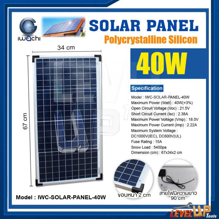 แผงโซล่าเซลล์-solar-panel-แผงโซล่า-iwachi-แผงโซล่าเซลล์-iwc-solar-panel-40w-พลังงานแสงอาทิตย์-กำลังไฟ-40-วัตต์-รับประกัน-1-ปี