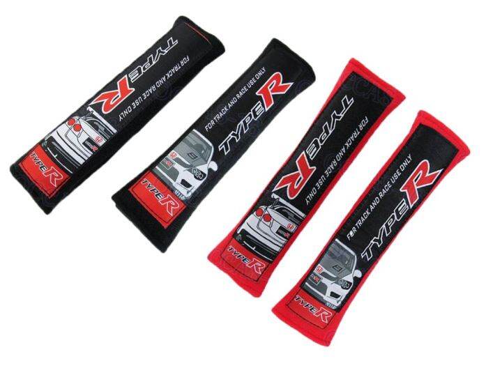 ราคาต่อ 2 ชิ้น หุ้มเบลท์ ฮอนด้า ไทรป์อาร์ สีดำ Honda Civic black and red Type R Red Seat Belt