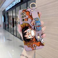 เคสใส่โทรศัพท์สำหรับ Xiaomi Poco M3 Poco M3 Pro Poco M3 Pro 5G Poco M4 Pro 5G Poco M5S การ์ตูน Lufei หัวเราะเคสโทรศัพท์สายรัดข้อมือ Electroplated เคสป้องกันนุ่มหรู