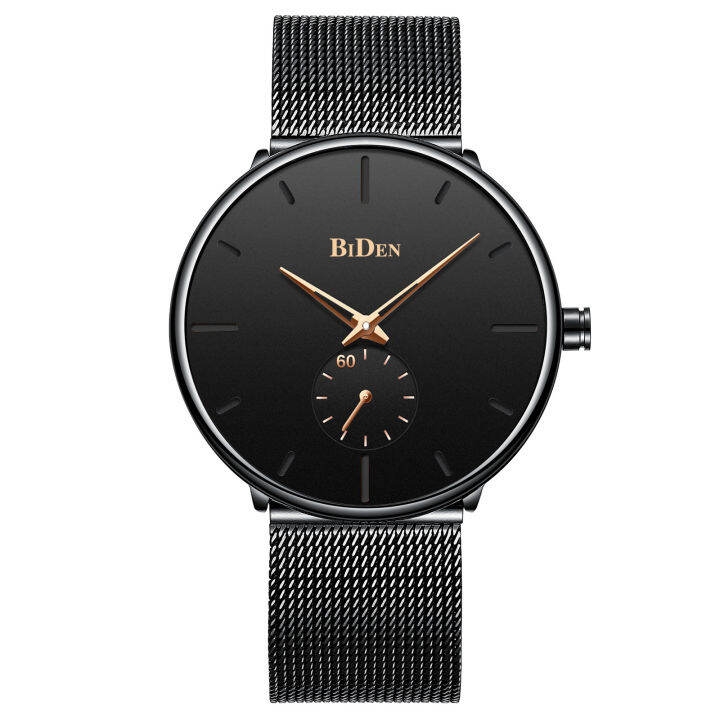 hot-item-biden-biden-ultra-thin-mens-watch-stainless-steel-mesh-band-mens-watch-business-casual-quartz-watch-yy