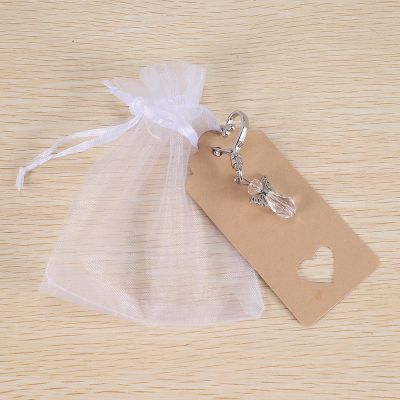 30 Pcs Angel Keychain Souvenir Wedding Gifts Baby Shower Favor Gifts Set with Tag Drawstring Candy Bag