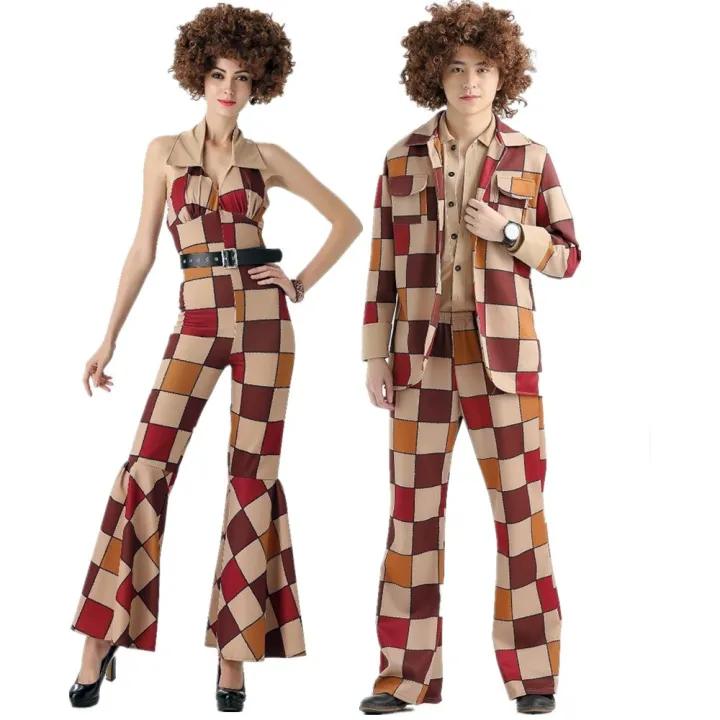 Retro 60S 70S Hippie Disco Costume Cosplay Women Men Couples Halloween ...