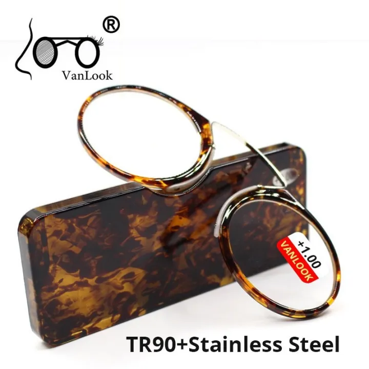 Men Women Nose Clip Reading Glasses With Case Mini Portable Tr90 Small Thin Presbyopic 9095