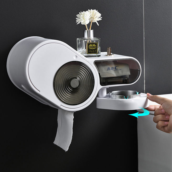 bathroom-multifunctional-waterproof-toilet-paper-box-perfume-shelf-transparent-press-flip-cover-with-ashtray-free-punch