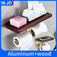 bathroom walnut toilet paper holder waterproof wall mount adhesive double Paper roll holder shelfs Solid wooden wc paper holder