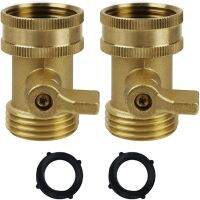 Water Hose Shut Off Valve 2 Pack Heavy Duty 3/4 Inch Solid Brass Garden Hose Connector