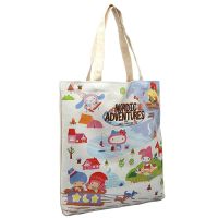 Lovely shopping collapsible plain sublimation cute small cotton canvas bag with childrens cartoon patterns whole bag printed