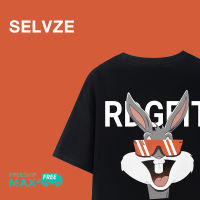 SELVZE เกาหลีเสื้อยืดคอกลมแขนสั้นพิมพ์ลายกระต่าย