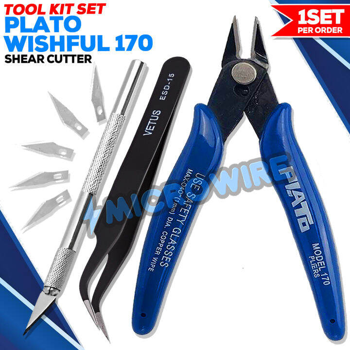 TOOL KIT SET (Plato 170 Shear Side Cutter, Tweezer VETUS ESD15, WLXY Precision Knife) SALE