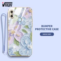 VRQR เคสโทรศัพท์สำหรับ Xiaomi Mi A2 Mi 6X 2018 Redmi Note 5 Pro ภาพสีน้ำมันสไตล์ภาพวาดดอกไม้เปลือกเคสนิ่มเคลือบอิเล็คโทรเพลทแบนพร้อมฟรีสายคล้อง