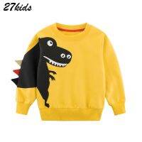 27kids kids Cartoon Print Baby Boys Dinosaur Hoodies Sweatshirts For Spring Infant Kids Boys T-Shirts Clothes Cotton Clothes