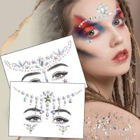 Face Jewels 3D Sexy Face Tattoo Eyebrow Sticker Body Makeup Diamond Shiny Rhinestones Body Face Stickers Music Festival Decor