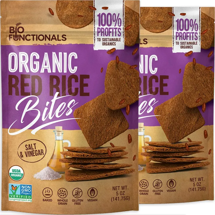 Organic Red Rice Crackers Gluten Free Crackers, Salt & Vinegar, Low