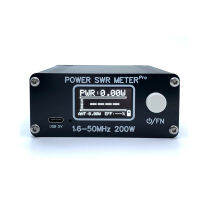 1.6-50MHz 0.5W-200W แบตเตอรี่อายุการใช้งานยาวนานใหญ่1.29นิ้วจอ OLED HF Shortwave Power SWR Meter อัลกอริทึมขั้นสูงห้าหน้าจอใช้งานง่ายสถานะพลังงาน