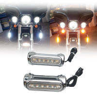1คู่รถจักรยานยนต์ Highway Bar Switchback ไฟเลี้ยวสีขาว Amber LED สำหรับ Victory สำหรับ Road Kingtouring Models