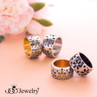 555jewelry แหวนสแตนเลส สตีล ฉลุลายดอกไม้รอบวง ดีไซน์สวย แปลกตา รุ่น MNR-229T - แหวนผู้หญิง แหวนแฟชั่น (R96)