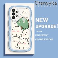 Chenyyka เคสสำหรับ เคสสำหรับ Samsung A23 M23 5G เคสลายการ์ตูนไดโนเสาร์น่ารักใหม่ Colour Macaron เวฟบอร์เดอร์กันกระแทกแบบใสนิ่มเคสมือถือโปร่งใสลายกล้องถ่ายรูปที่สร้างสรรค์เคสป้องกันซิลิกาเจล