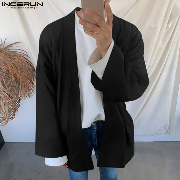 INCERUN Mens Japanese Vintage Jackets Shirt Kimono Retro Cardigan Solid ...