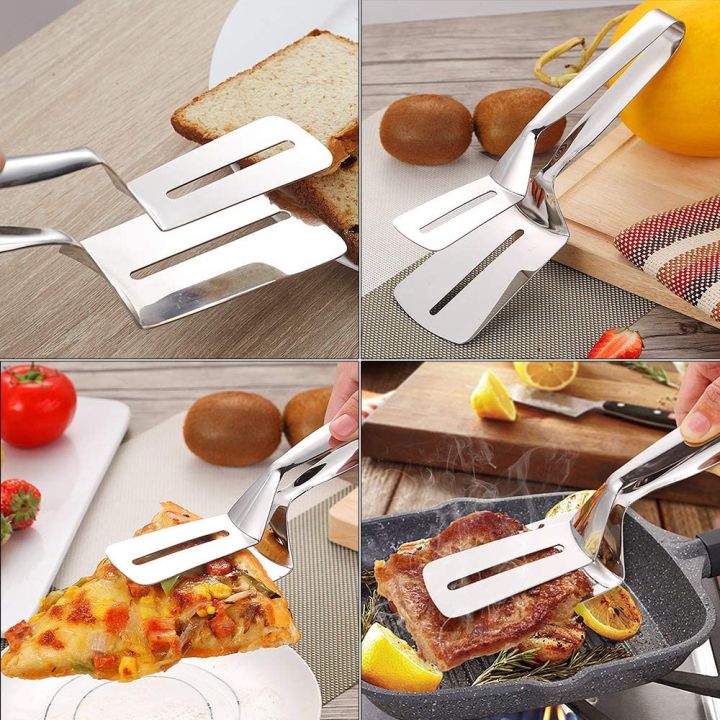 1pc Steak Clamps, 3-in-1 Cooking Tong, Double Sided Spatula,  Multifunctional Stainless Steel Food Flipping Spatula Tongs Clip for  Beefsteak Bread Hamburger BBQ Meats Pizza Pies Bread Fish