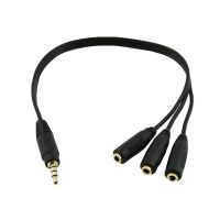 1x 3.5mm 1/8" 4 Pole Male to 3x3.5mm Female Jack Audio Male to Female Extension Y Splitter Connector Cable Cord 1FT/30CM Cables