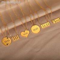 Stainless Steel Angel Number Bar Necklace 1111 Pendant For Men Heart 11:11 Charms Chain Necklace Women Couple Jewelry Gifts