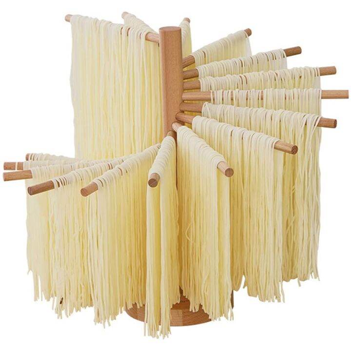 Pasta Drying Rack Collapsible Wooden Spaghetti Dryer Stand Kitchen