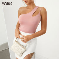 YOINS สายเอี๊ยมแบบไม่สมมาตรสำหรับผู้หญิง,เสื้อกล้ามเสื้อชั้นในแบบคอกลวงออกไม่สมมาตร