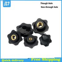 □▬♘ Handle Hand Tighten Knob Nuts Plum Thread Star Mechanical Black Thumb Clamping Manual Though Blind Nut M4 M5M6 M8 M10 M12