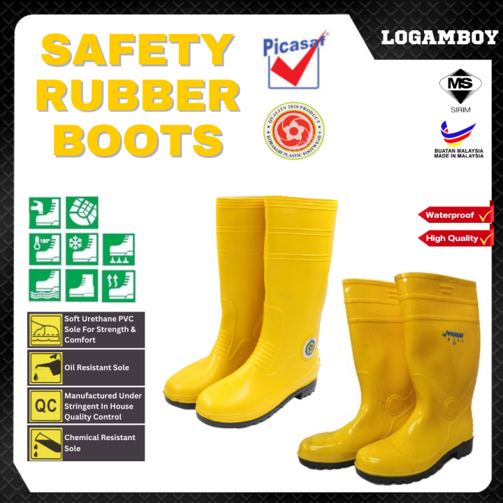 YELLOW SAFETY RUBBER BOOTS PVC KARAKOH PICASAF PVC Wellington Boot BOOT ...