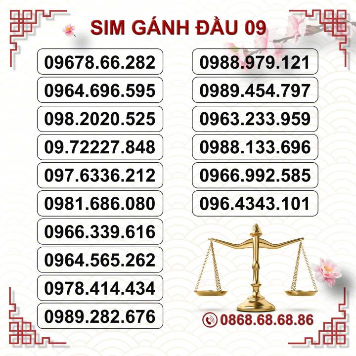 Sim Số Đẹp Sim Gánh Đầu 09, Viettel Trả Trước Giá Siêu Rẻ, Hỗ Trợ Đăng Ký  Chính Chủ | Lazada.Vn